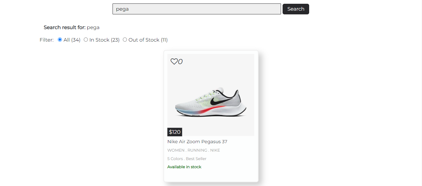 Ekart product search view with filtered shopping results